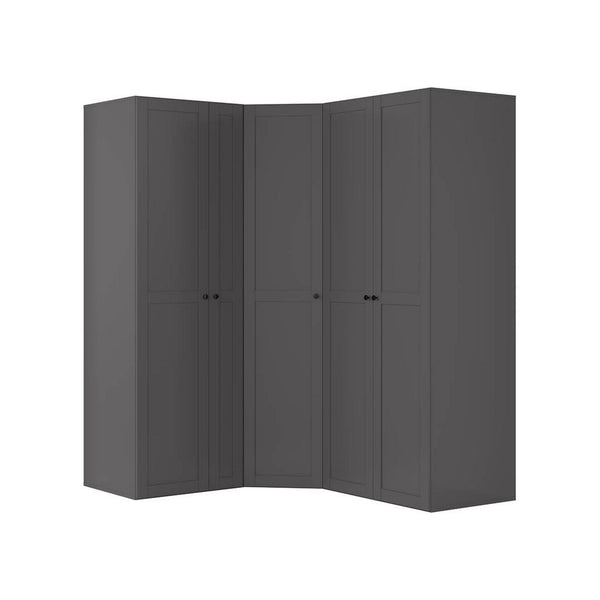 Dressing de colt FLEX, gri grafit, PAL, cu 5 usi, 203x178x240 cm