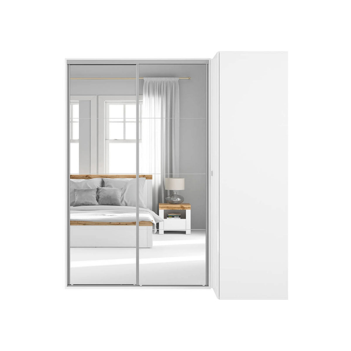 Dressing FLEX, alb lucios, PAL, cu 3 usi, 220x116x240 cm