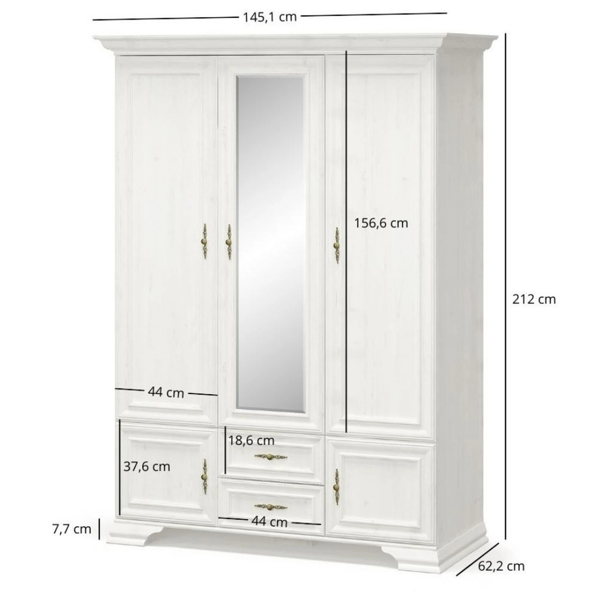 Dulap 5 usi IRYS, pin alb anderson, PAL laminat, 145x62x212 cm