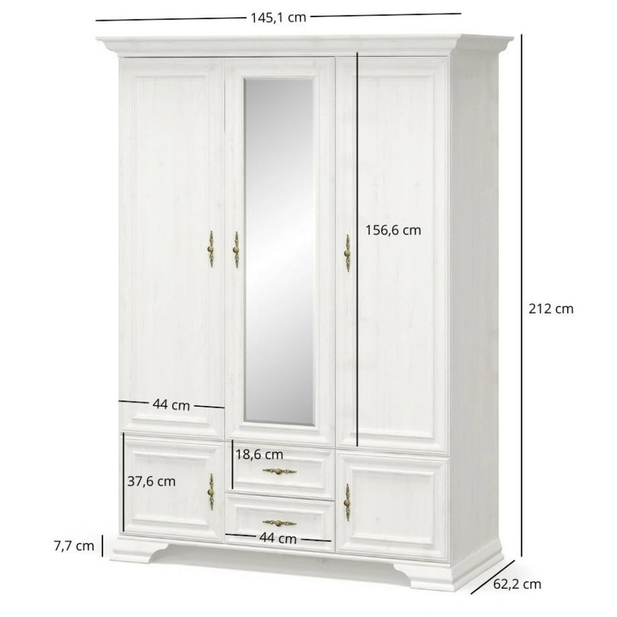 Mobilier de dormitor IRYS, pin alb anderson, PAL laminat, 6 piese