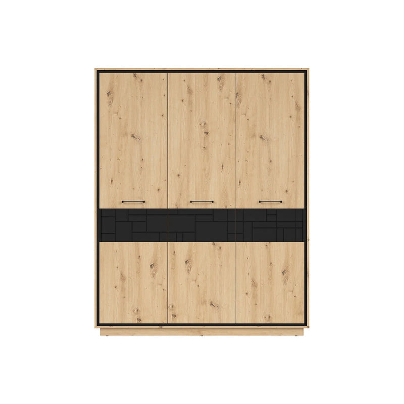 Dulap PONT, stejar artizanal/negru mat, PAL, 160x55x200.5 cm