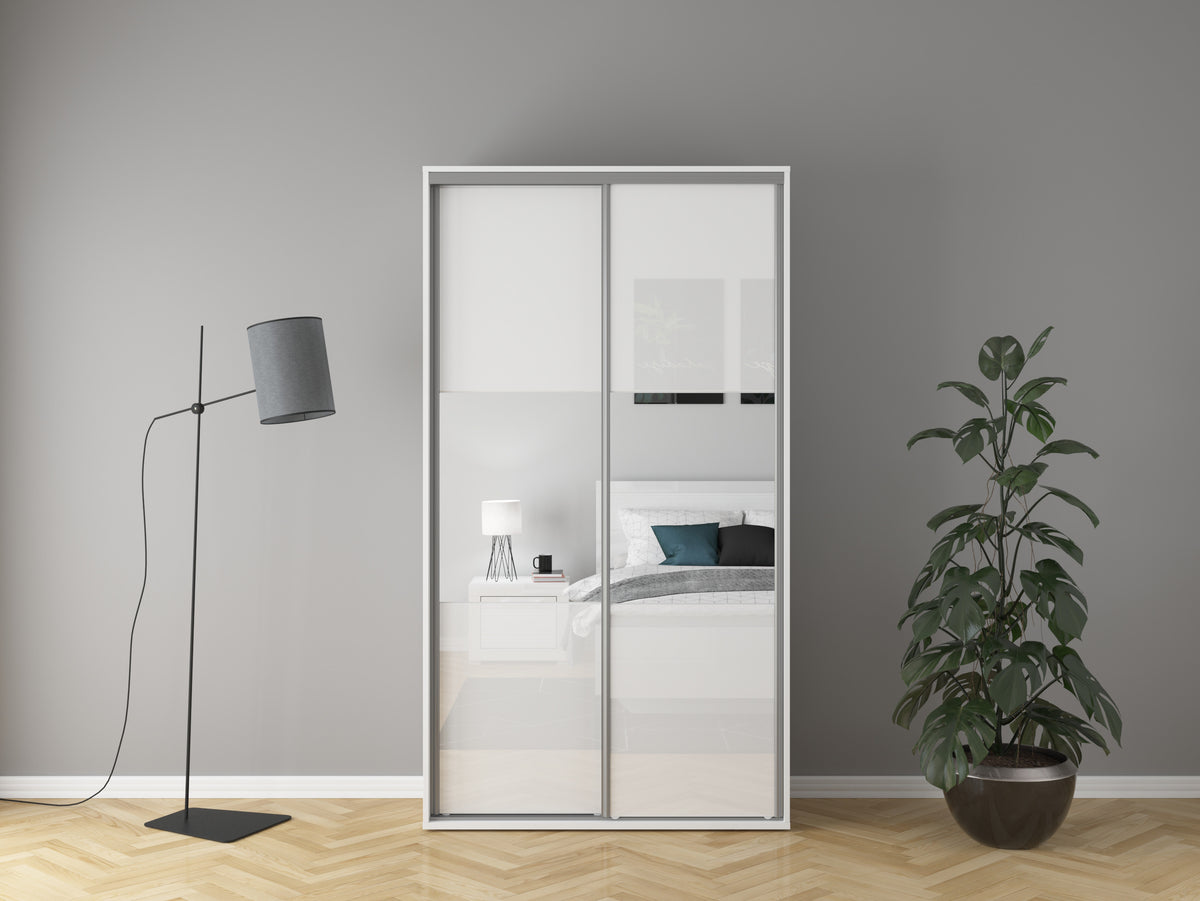 Dulap FLEX, alb lucios, PAL, cu 2 usi, 120x45x218 cm