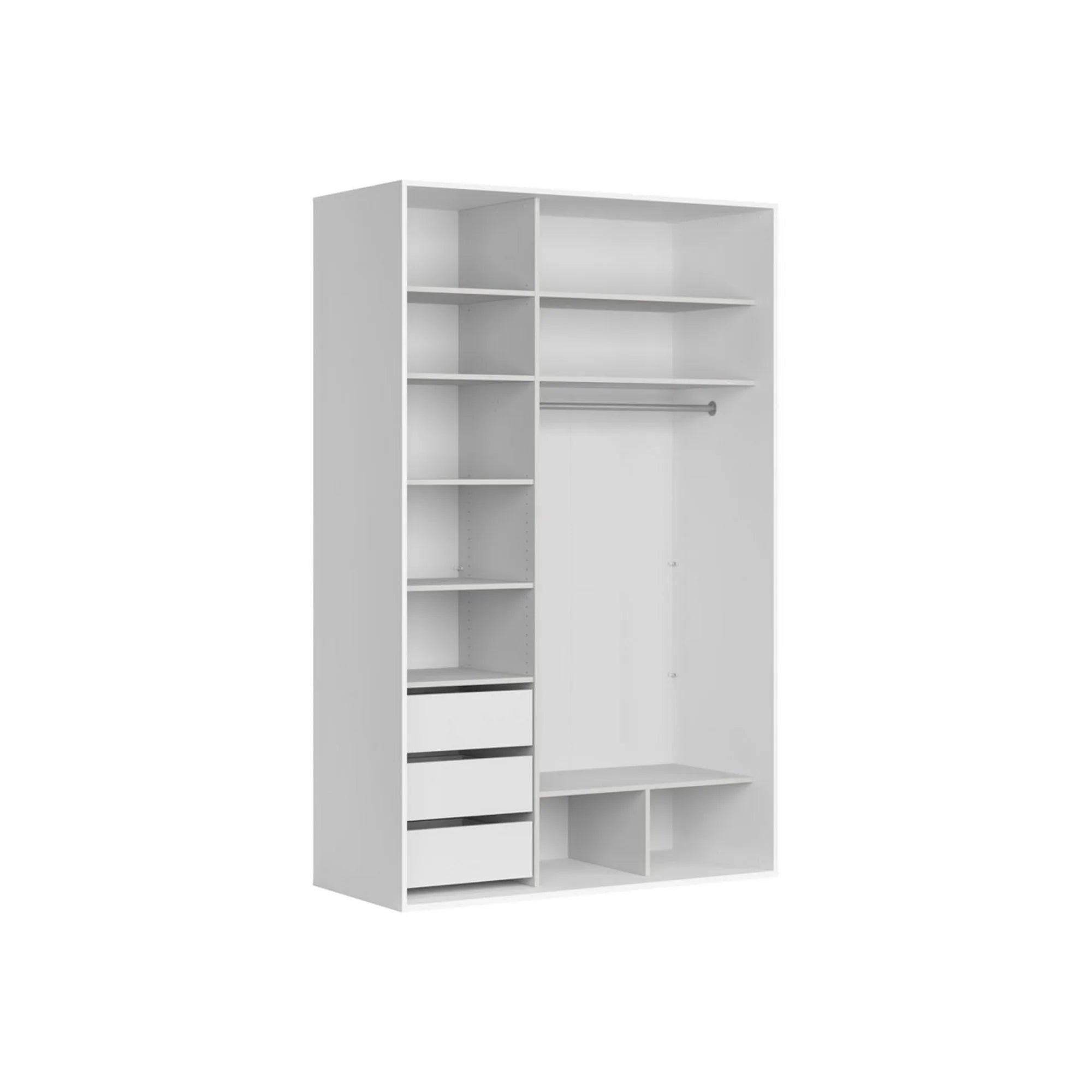 Dulap FLEX, alb/stejar, PAL, cu 2 usi si oglinda, 150x66x240 cm