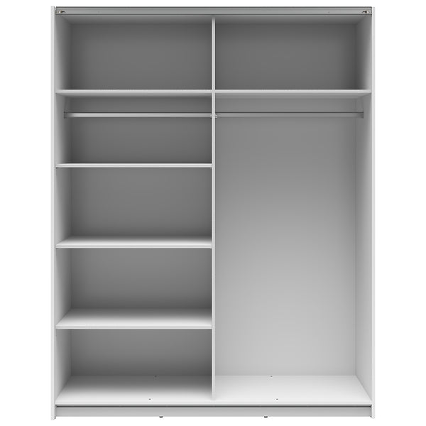 Dulap cu doua usi si oglinda TETRIX, alb lucios, PAL, cu 2 usi si oglinda, 154x60x196 cm