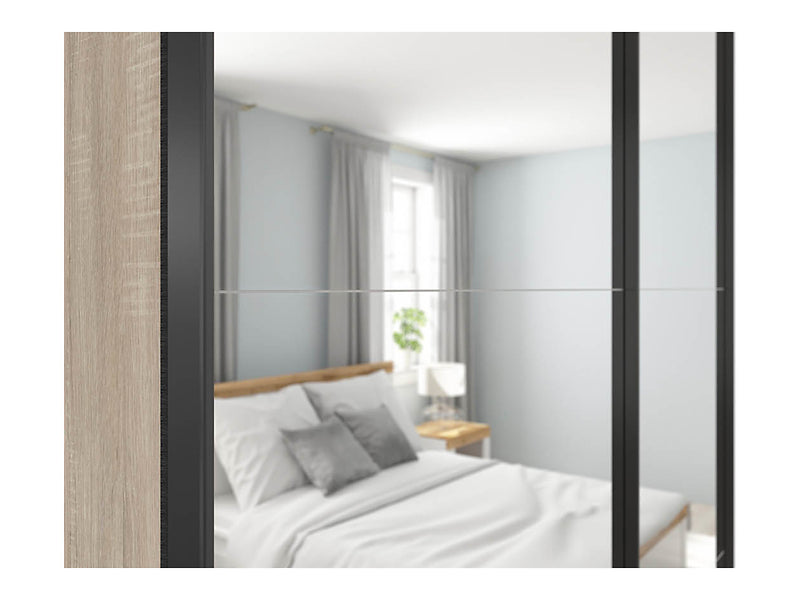 Dulap TETRIX, stejar sonoma, PAL, cu 2 usi si oglinzi, 154x60x196 cm