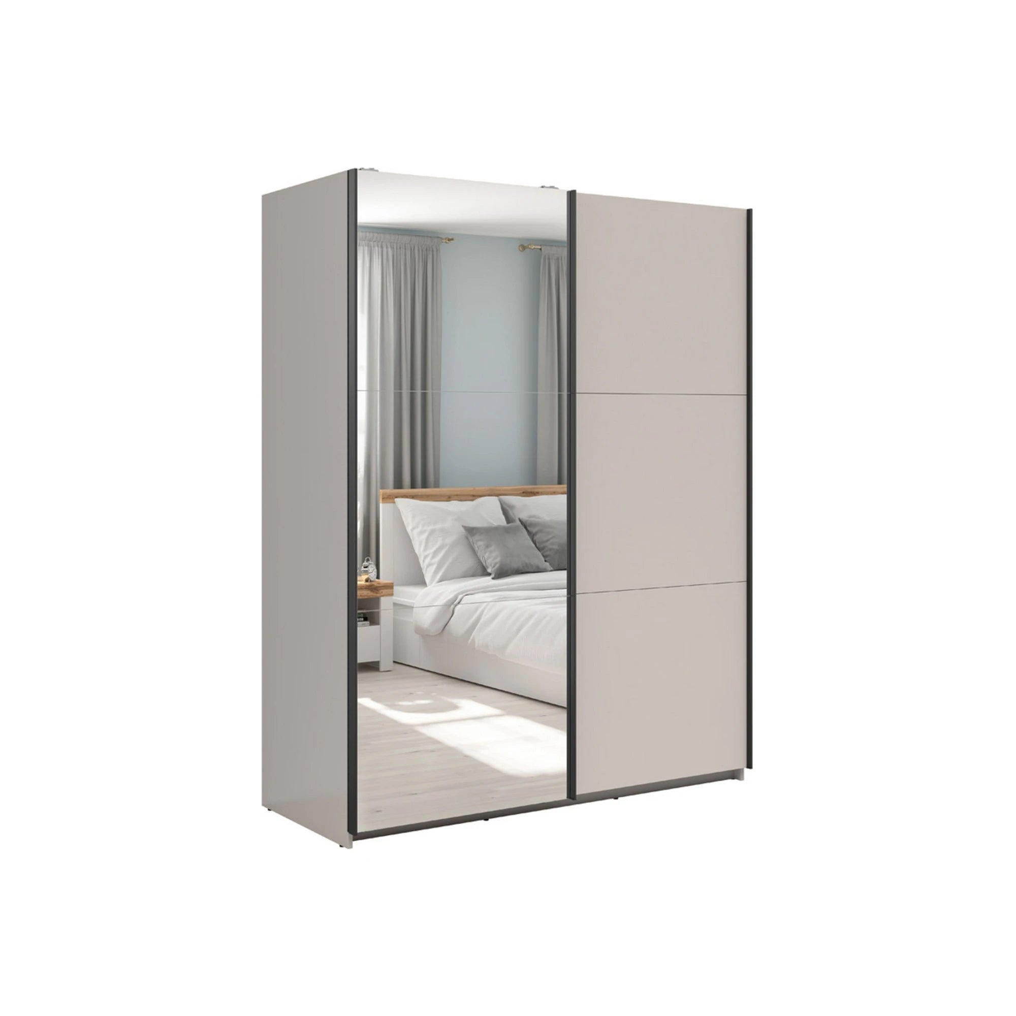 Dulap TETRIX, casmir, PAL, cu 2 usi si oglinda, 154x60x196 cm