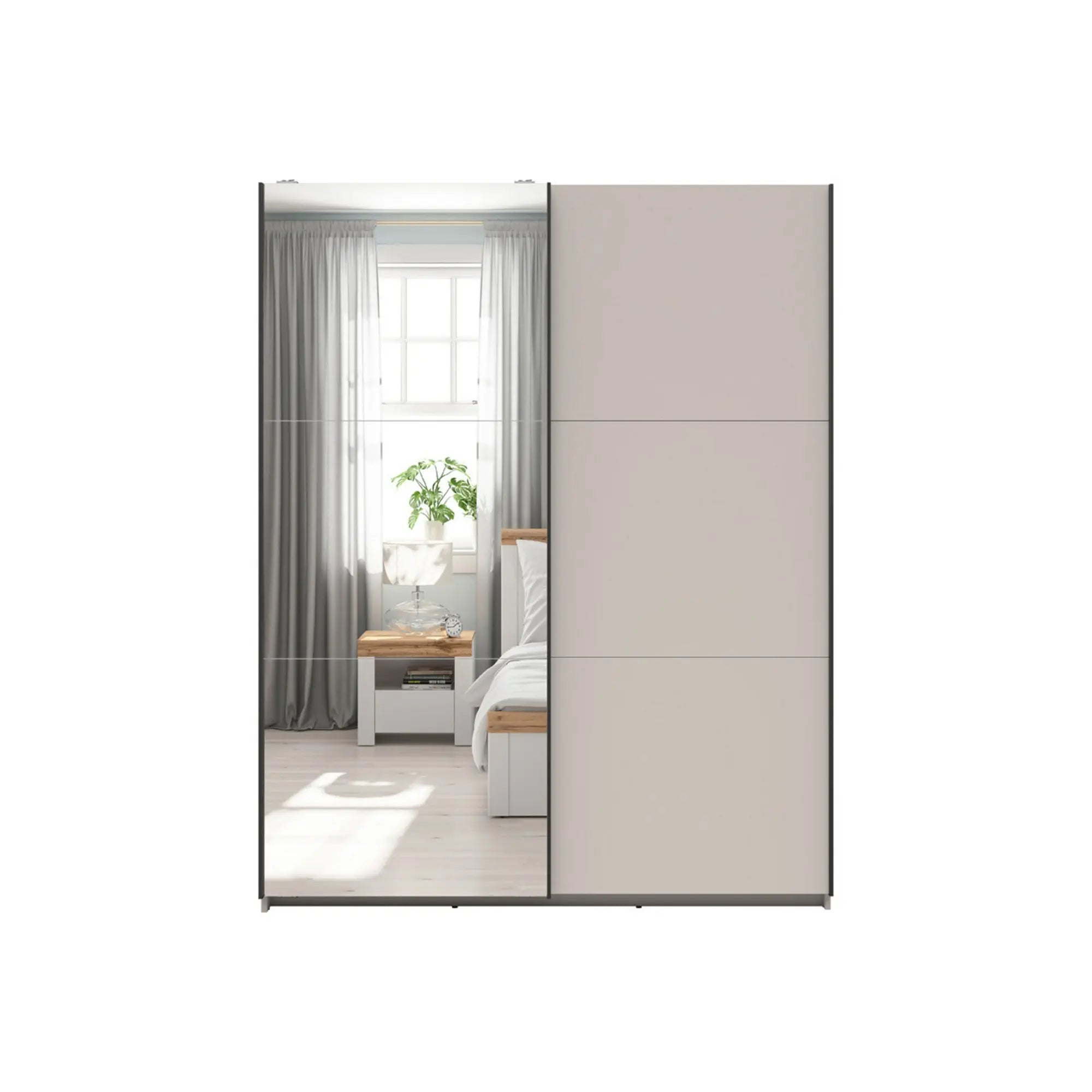 Dulap TETRIX, casmir, PAL, cu 2 usi si oglinda, 154x60x196 cm