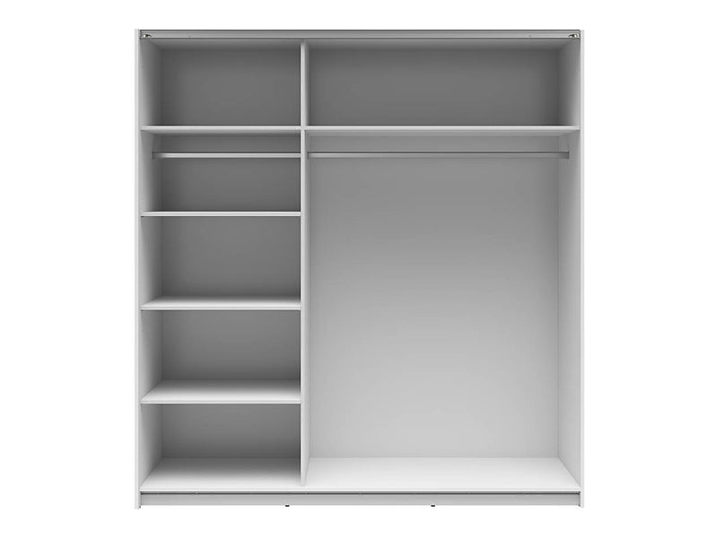 Dulap de haine cu usi culisante TETRIX, alb lucios, PAL, cu 2 usi si oglinzi, 183x60x196 cm