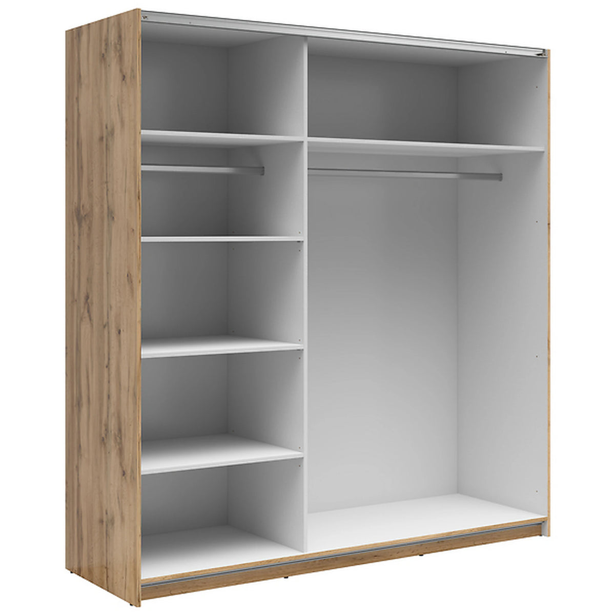 Dulap TETRIX, stejar wotan, PAL, cu 2 usi si oglinda, 183x60x196 cm