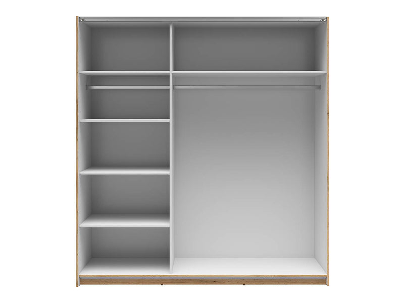 Dulap TETRIX, stejar wotan, PAL, cu 2 usi si oglinzi, 183x60x196 cm