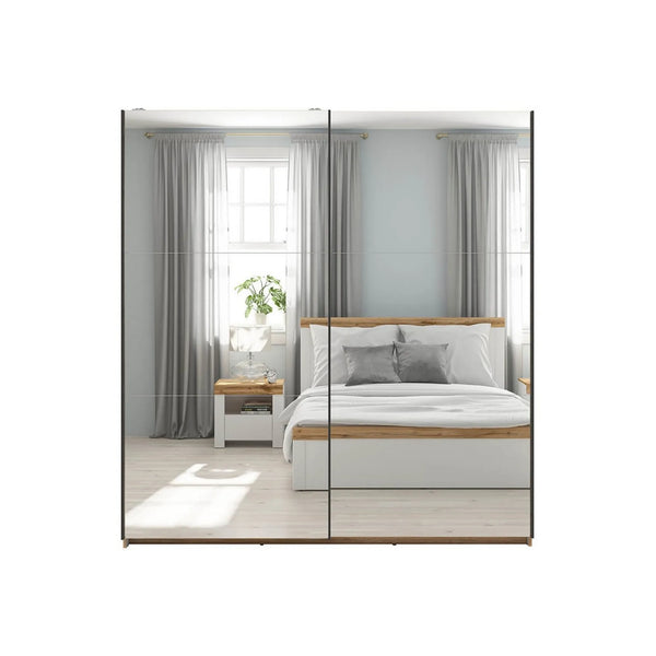 Dulap TETRIX, stejar wotan, PAL, cu 2 usi si oglinzi, 183x60x196 cm