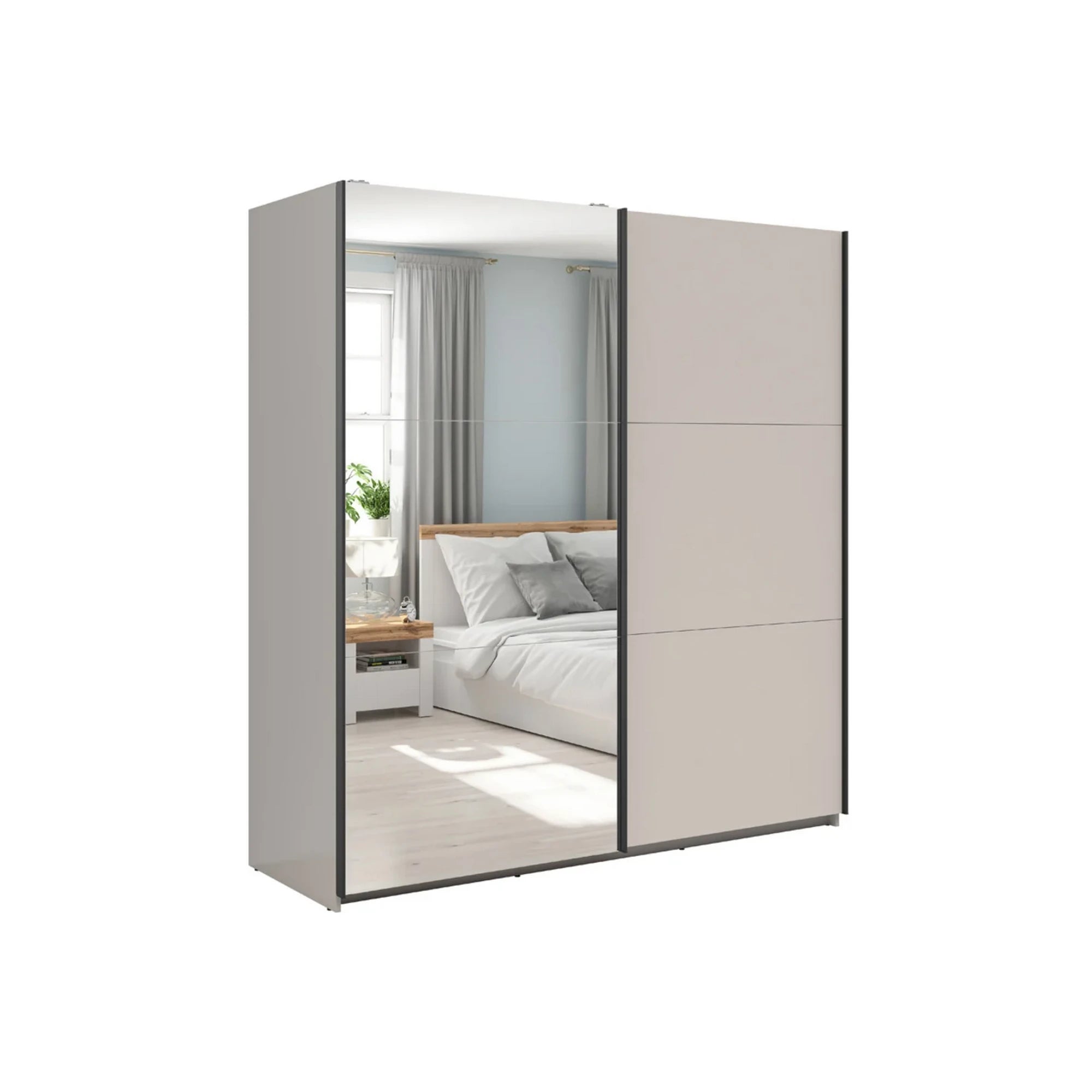 Set dormitor TETRIX, casmir, pat 160x200, dulap cu 2 usi, 2 noptiere si o comoda