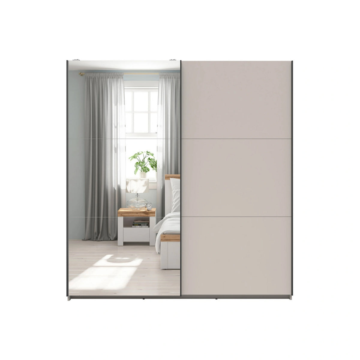 Dulap TETRIX, casmir, PAL, cu 2 usi si oglinda, 183x60x196 cm