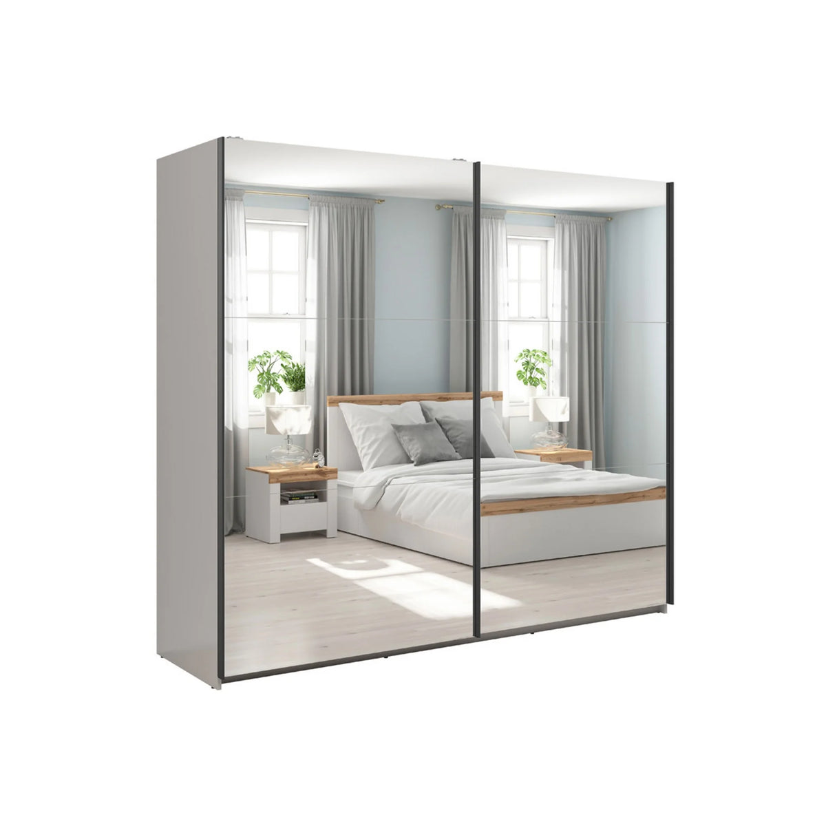 Dressing TETRIX, casmir, PAL, cu 2 usi si oglinzi, 220x60x196 cm