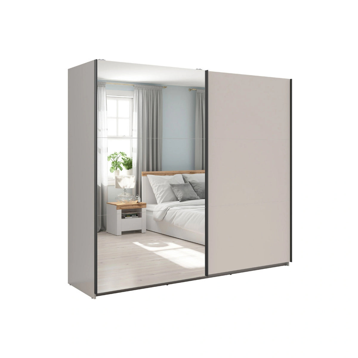 Dressing TETRIX, casmir, PAL, cu 2 usi si oglinda, 220x60x196 cm