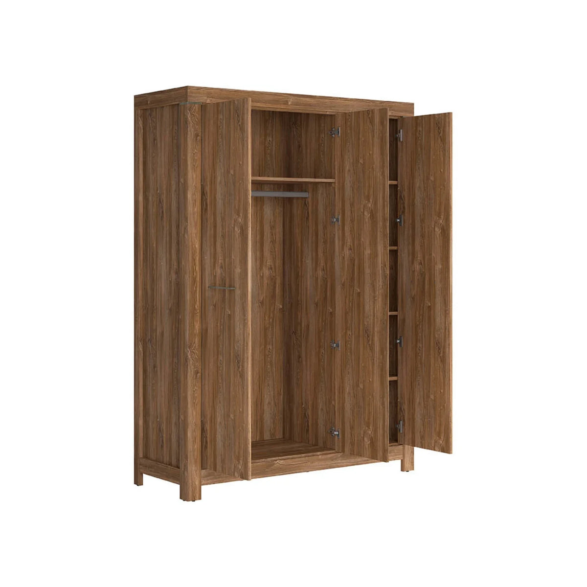 Set dormitor GENT si pat COSALA III 140x200, stejar/bej, dulap cu 3 usi, 2 noptiere si o comoda