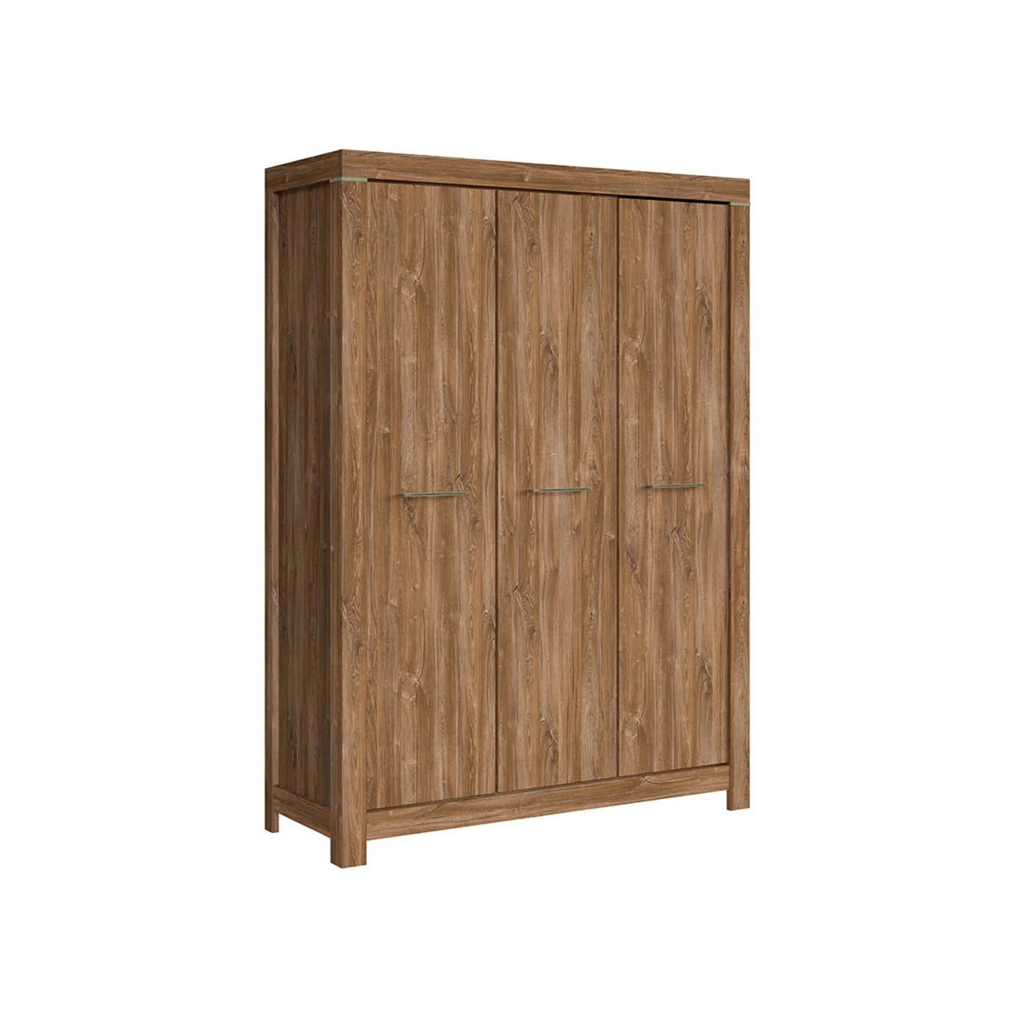 Set dormitor GENT si pat COSALA III 140x200, stejar/bej, dulap cu 3 usi, 2 noptiere si o comoda