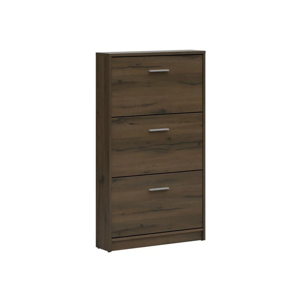 Pantofar NEPO PLUS, stejar inchis, PAL laminat, 70x18x121 cm