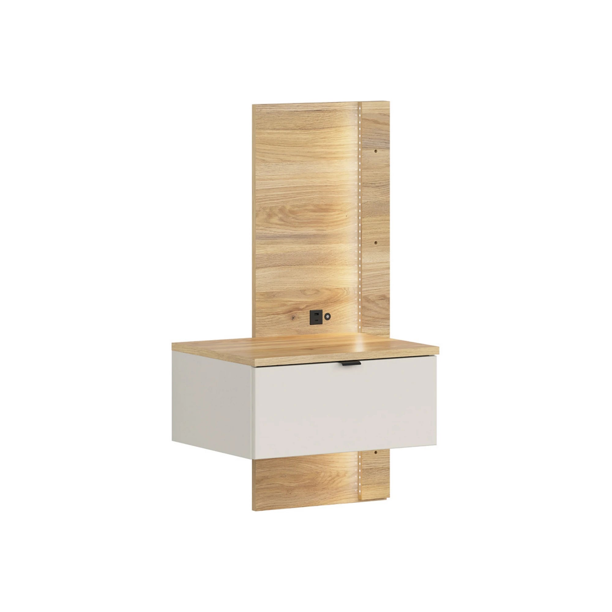 Set dormitor GLAMOUR, casmir/stejar, pat 160x200, dulap cu 3 usi, 2 noptiere si o comoda