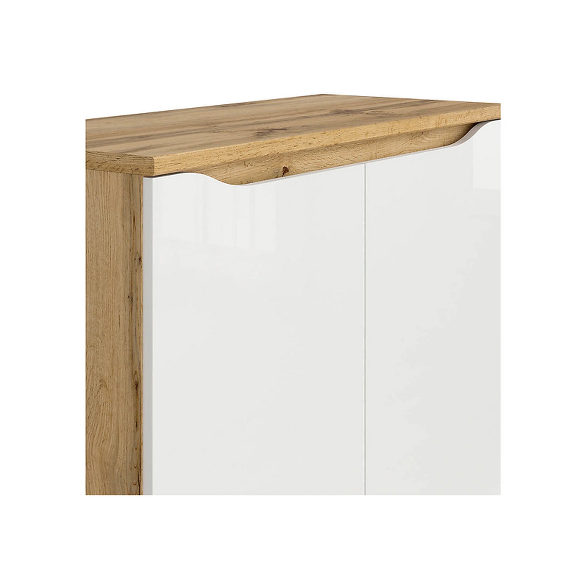 Comoda NUIS, alb lucios/stejar, 90x40x92 cm