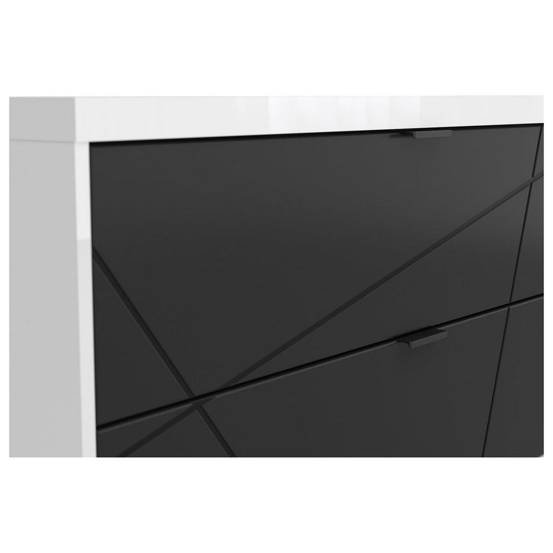 Comoda TV FORN, alb lucios/negru mat, PAL, 156x42.5x61 cm