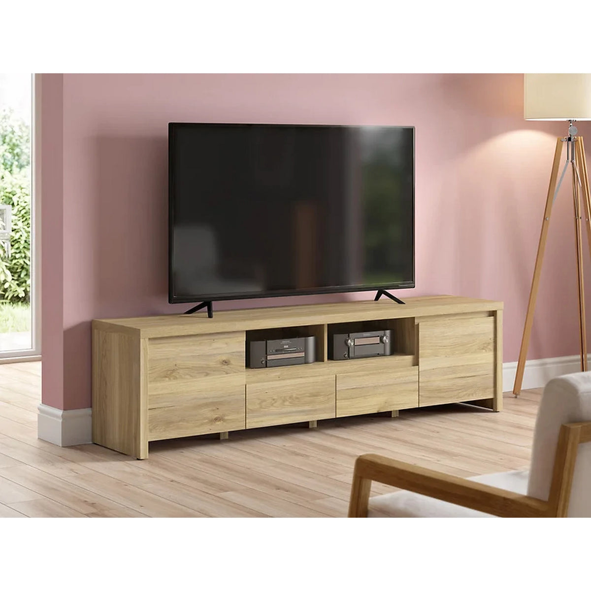 Comoda TV joasa KASPIAN, stejar, PAL, 182x40x49 cm