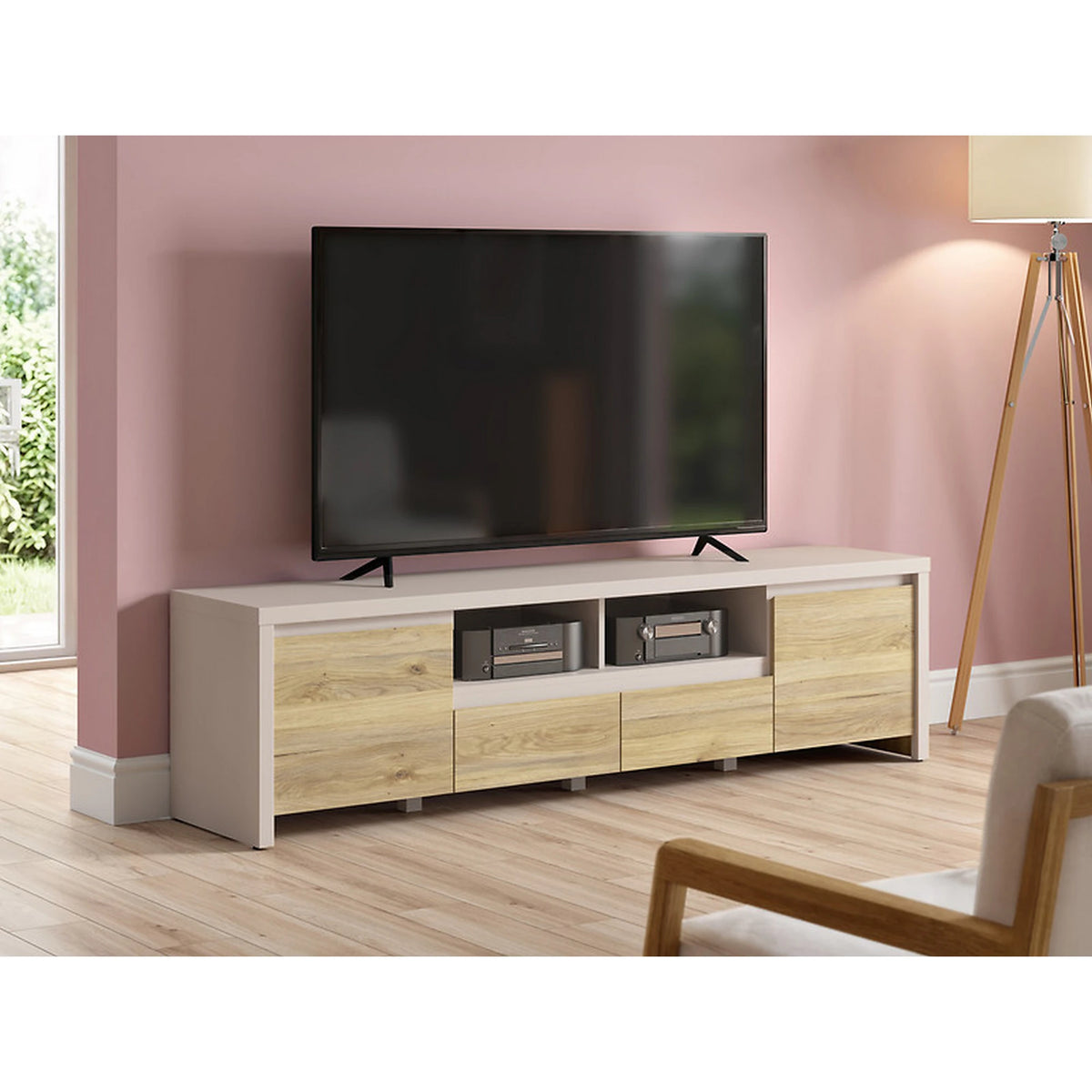 Comoda TV joasa KASPIAN, casmir/stejar, PAL, 182x40x49 cm