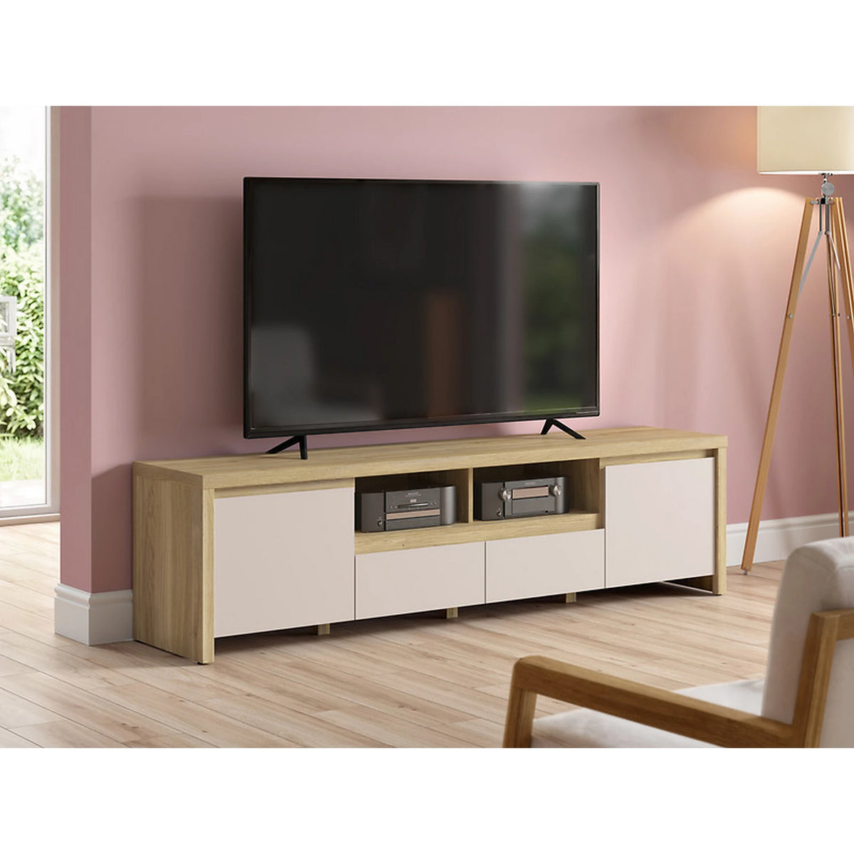 Comoda TV joasa KASPIAN, stejar/casmir, PAL, 182x40x49 cm