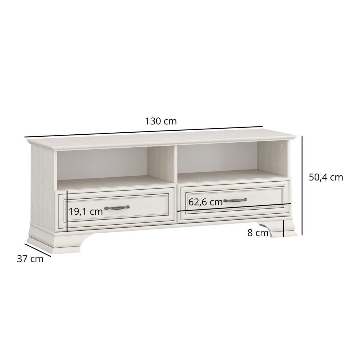 Comoda TV TIFFANY, crem, PAL laminat, 130x37x50 cm