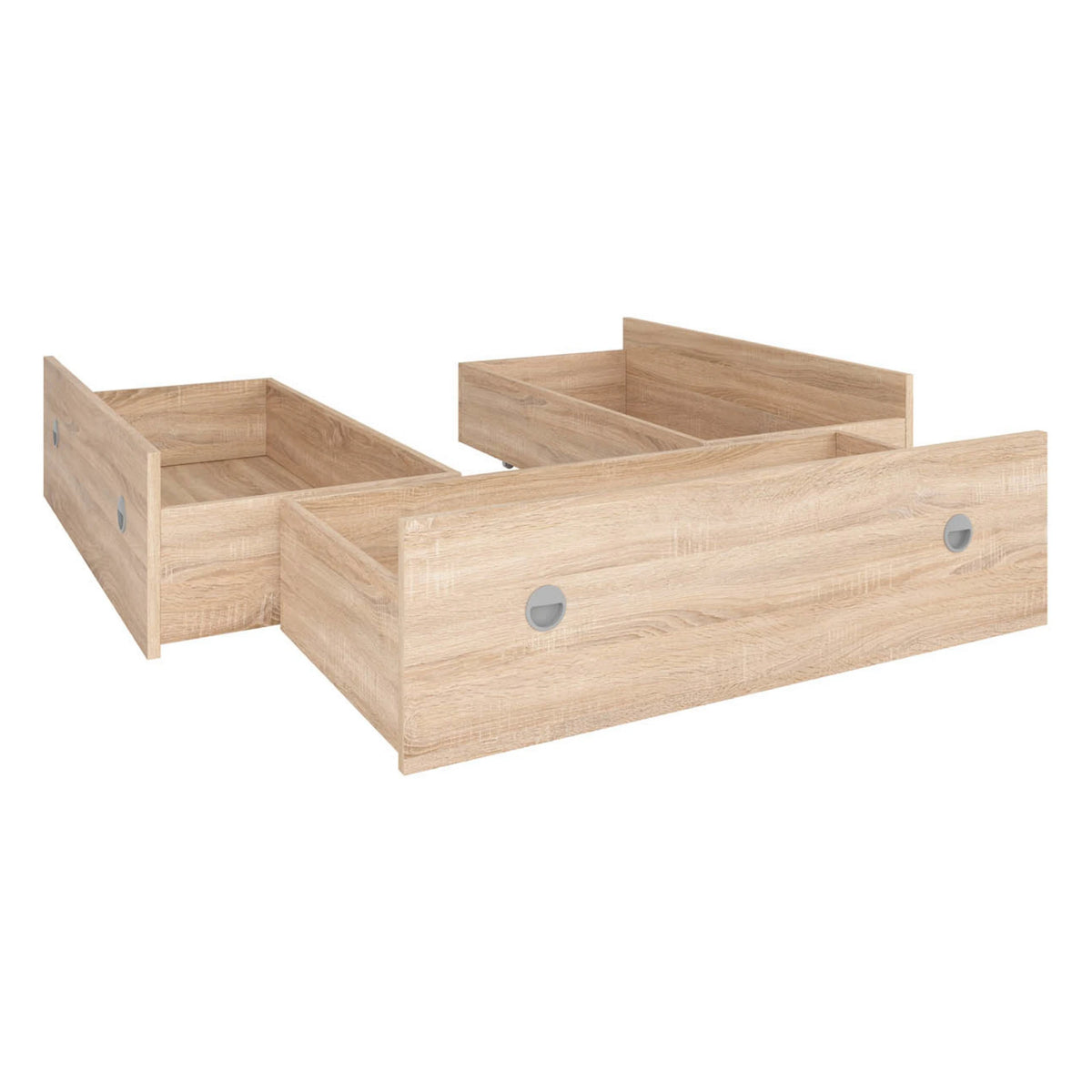 Set dormitor NEPO PLUS, stejar sonoma, pat 140x200, dulap cu 2 usi, 2 comode si noptiera