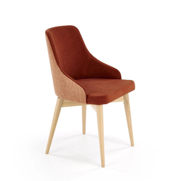 Scaun rotativ MALAGA, caramiziu/stejar, stofa clasica/lemn, 50x53x79 cm