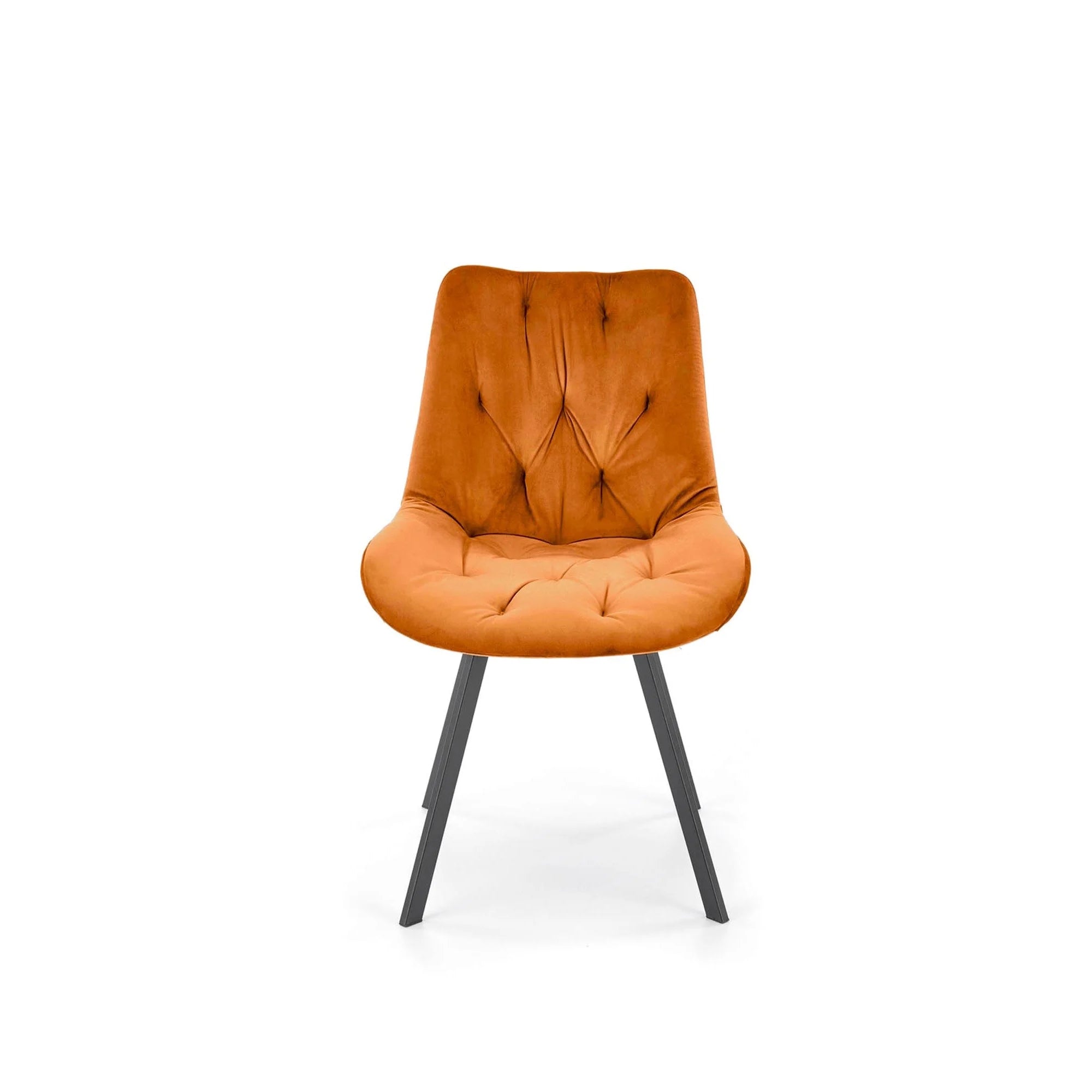Scaun rotativ K519, caramiziu/negru, stofa catifelata/metal, 54x63x86 cm