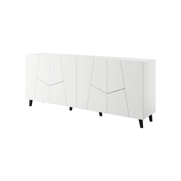 Comoda ETNA, alb/negru, PAL laminat/plastic, 200x42x82 cm