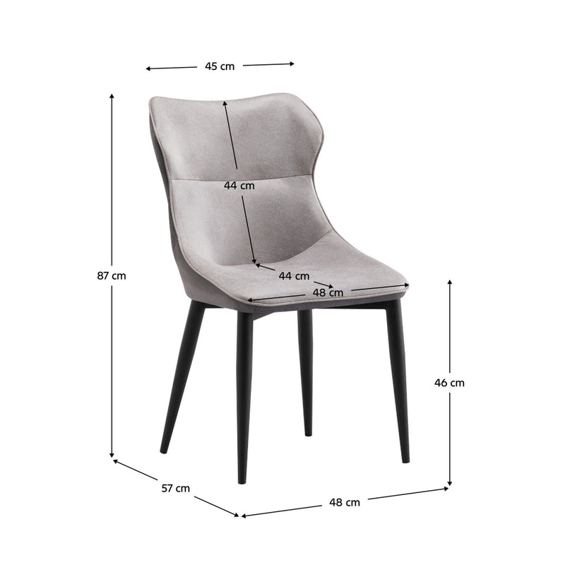 Scaun TABITA, gri/negru, stofa clasica/metal, 48x57x87 cm