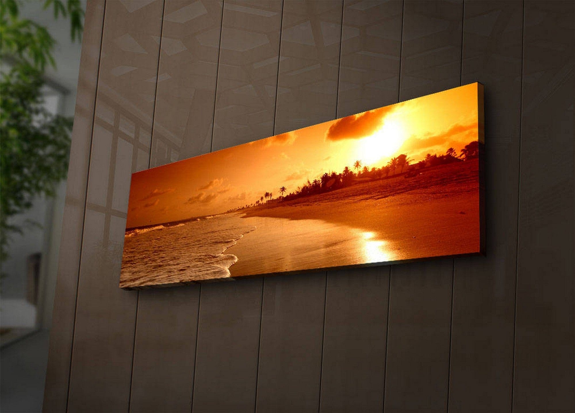 Tablou 3090IACT-38, galben, panza, cu iluminare LED, 90x30 cm