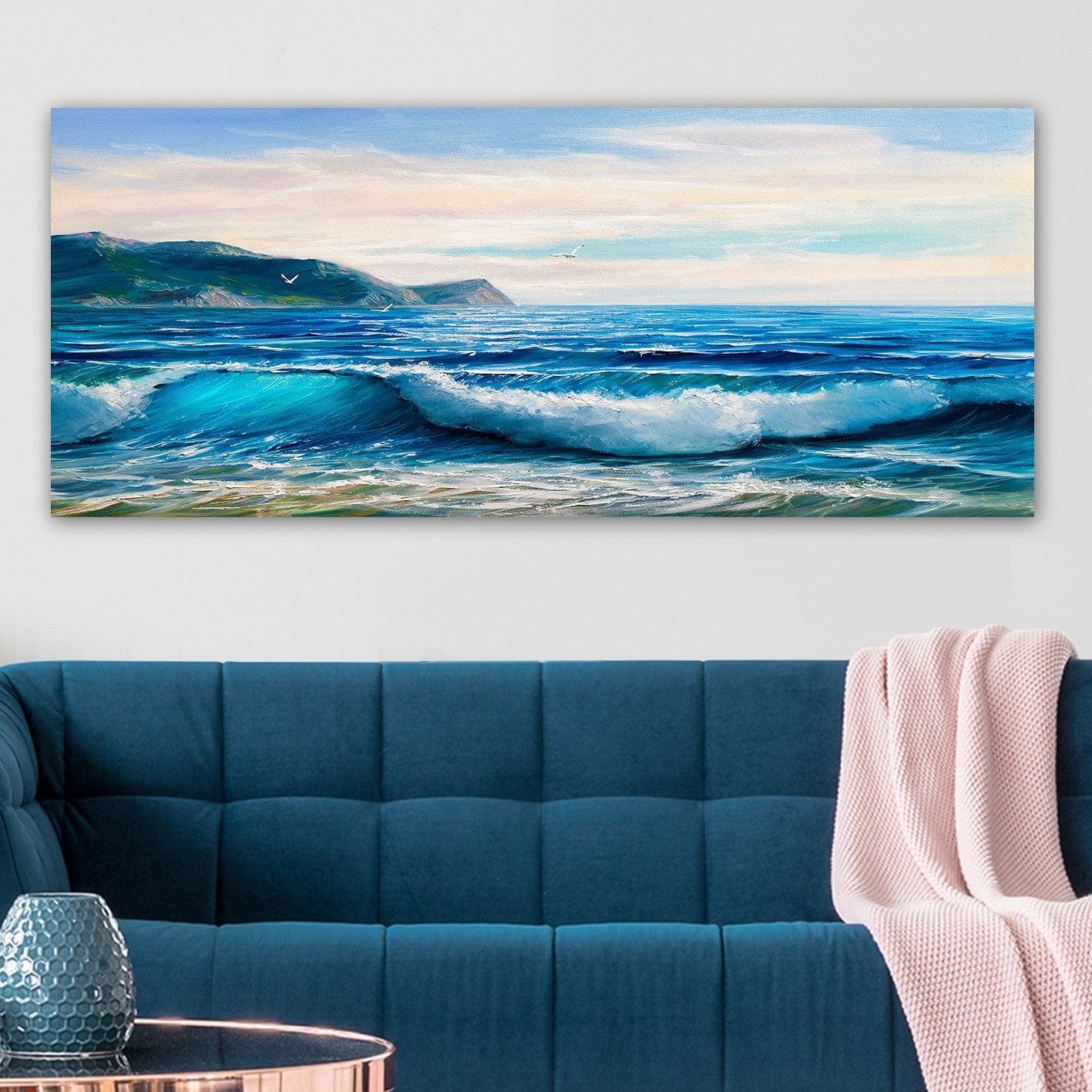 Tablou 451ERN1104, albastru, panza/lemn, 120x50 cm
