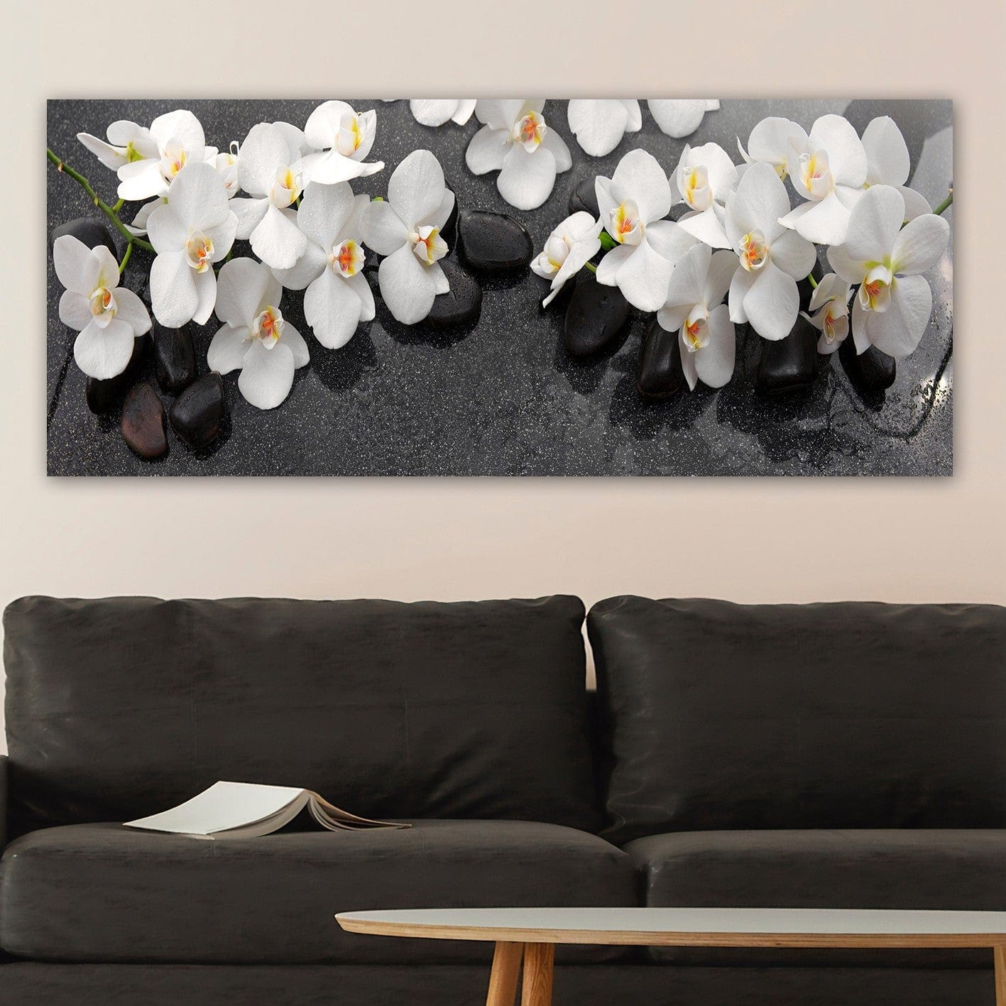 Tablou 451ERN1167, negru/alb, panza/lemn, 120x50 cm
