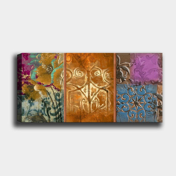 Tablou 451ERN1649, multicolor, panza/lemn, 120x50 cm