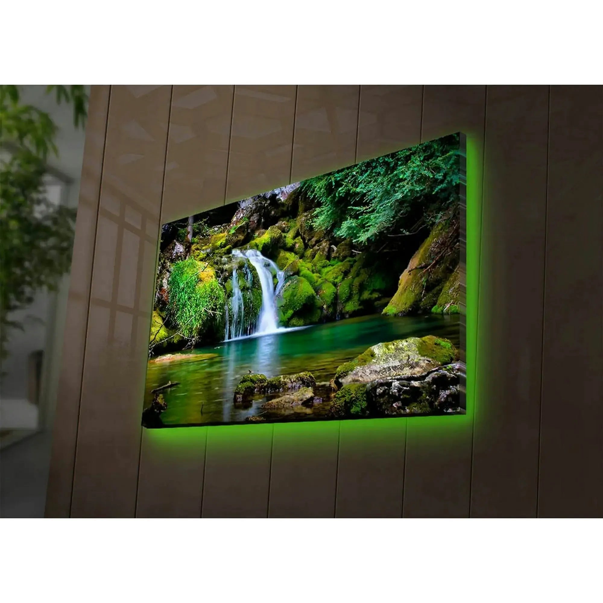 Tablou 4570DACT-34, multicolor, panza/lemn, cu iluminare LED, 70x45 cm