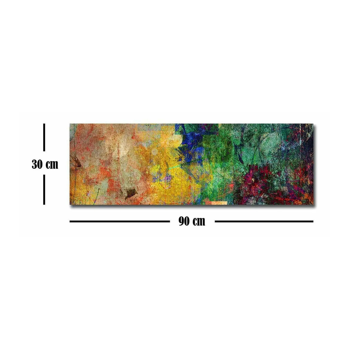 Tablou 887GLR1012, multicolor, panza/lemn, 90x30 cm