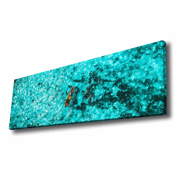 Tablou 887GLR1173, turcoaz, panza, 90x30 cm