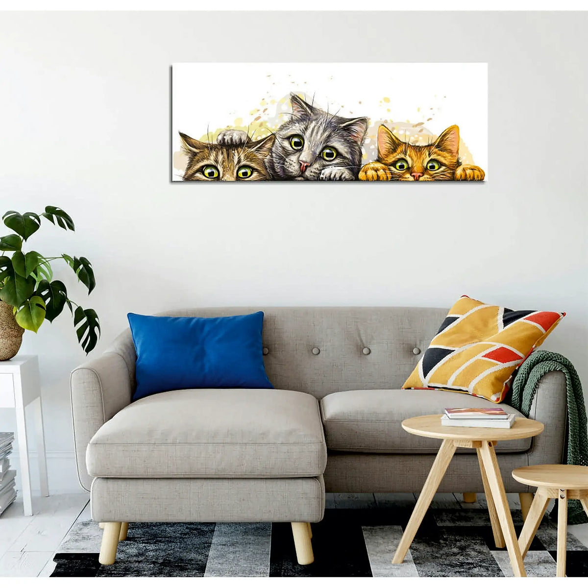 Tablou PC296, multicolor, lemn, 80x30 cm