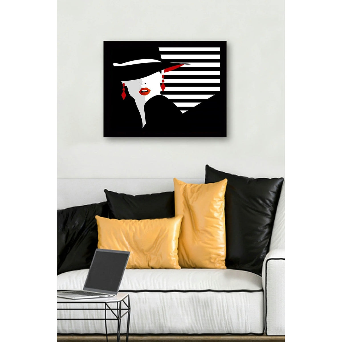 Tablou SC0378, negru/alb, lemn, 56x41 cm