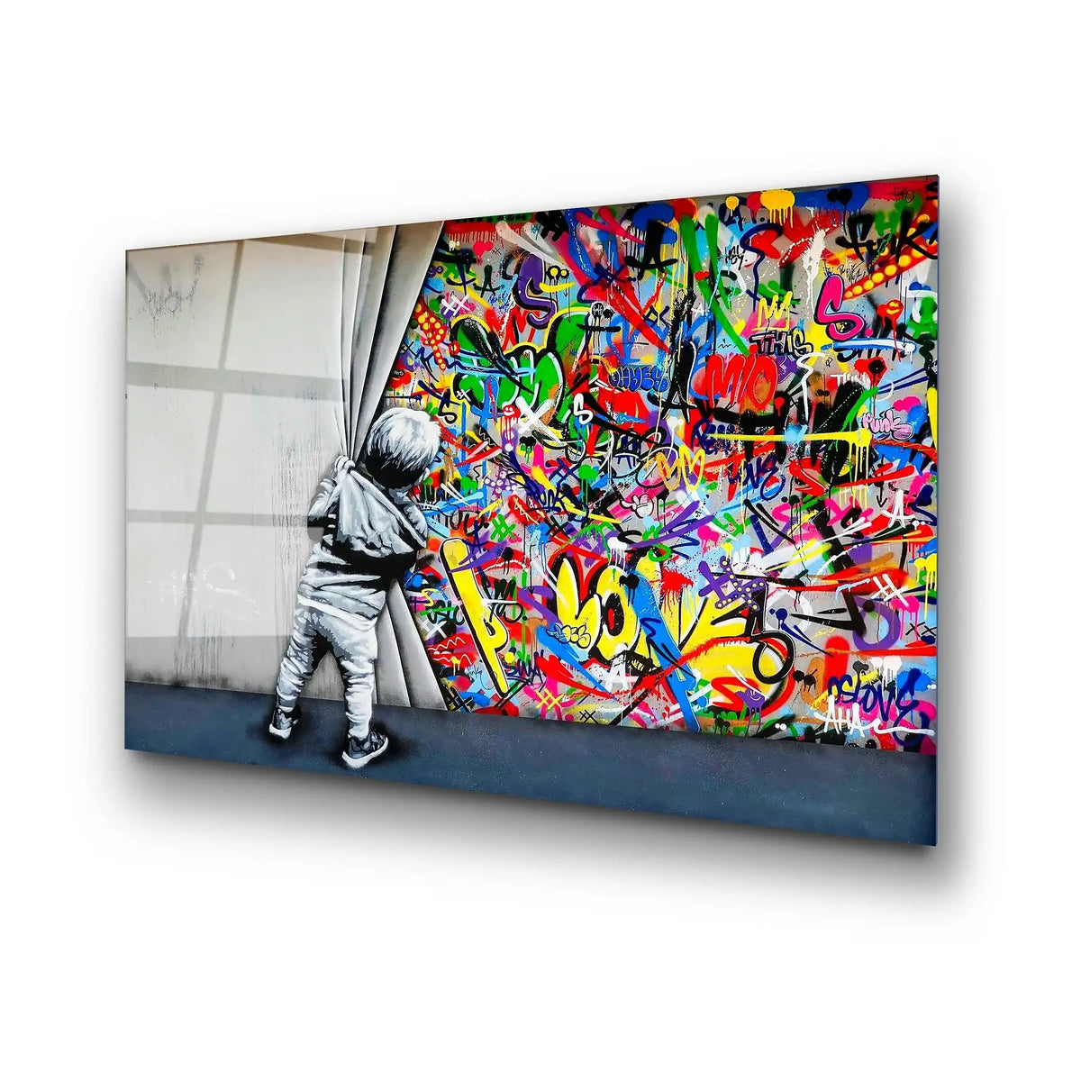 Tablou UV-782, multicolor, sticlă, 70x100 cm