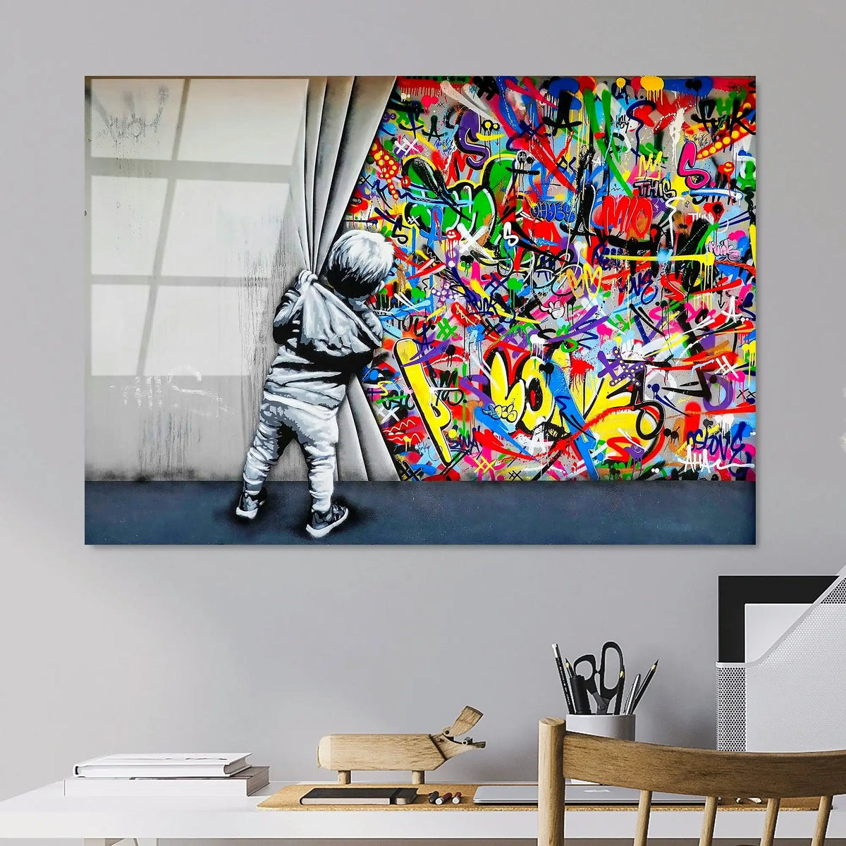 Tablou UV-782, multicolor, sticlă, 70x100 cm