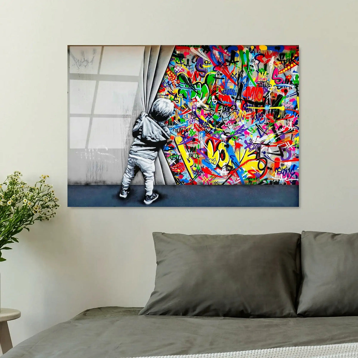 Tablou UV-782, multicolor, sticlă, 70x100 cm