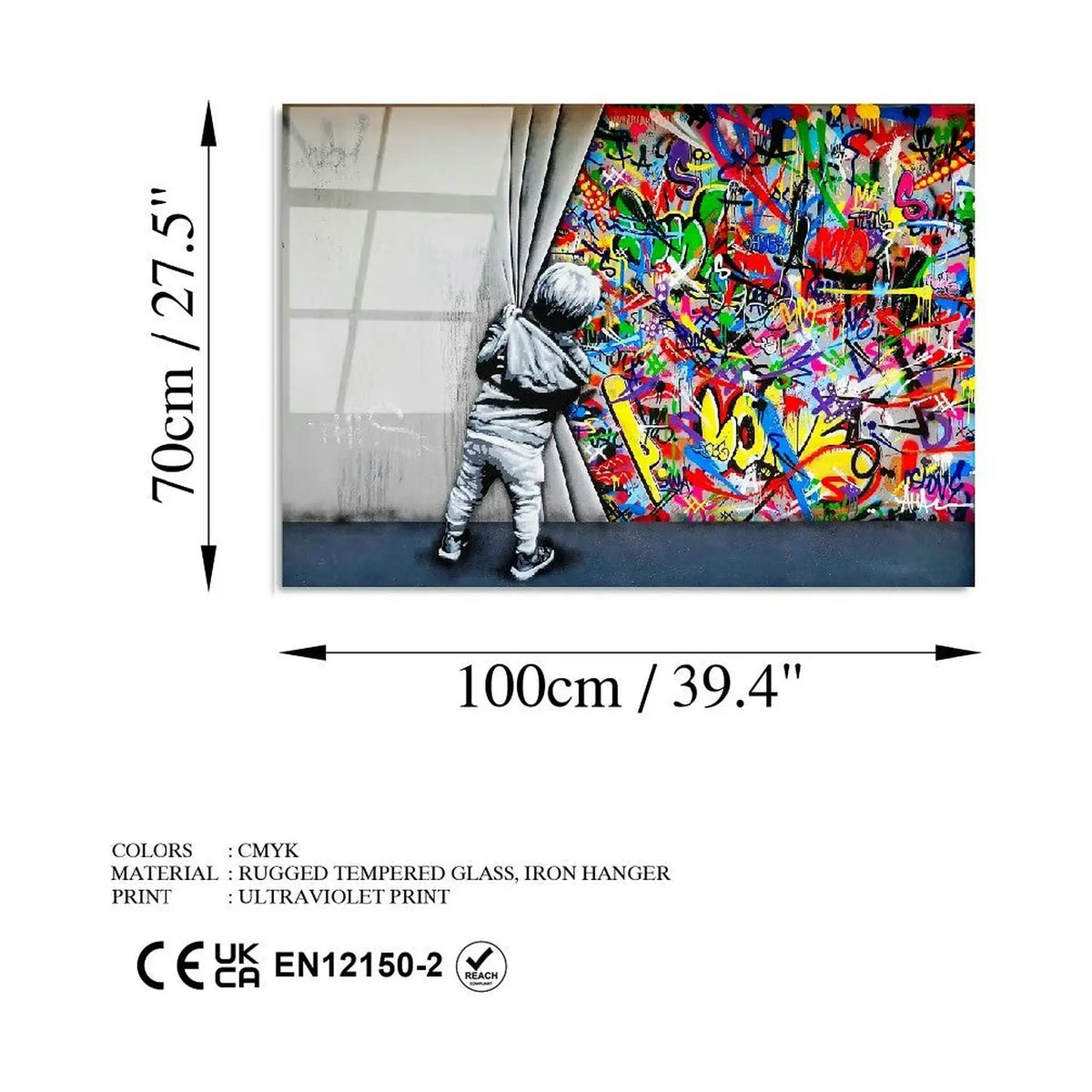 Tablou UV-782, multicolor, sticlă, 70x100 cm