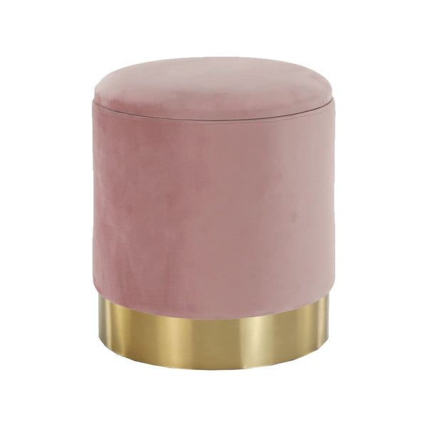 Taburet ANIZA, roz/auriu, stofa catifelata/metal, 38x38x42 cm