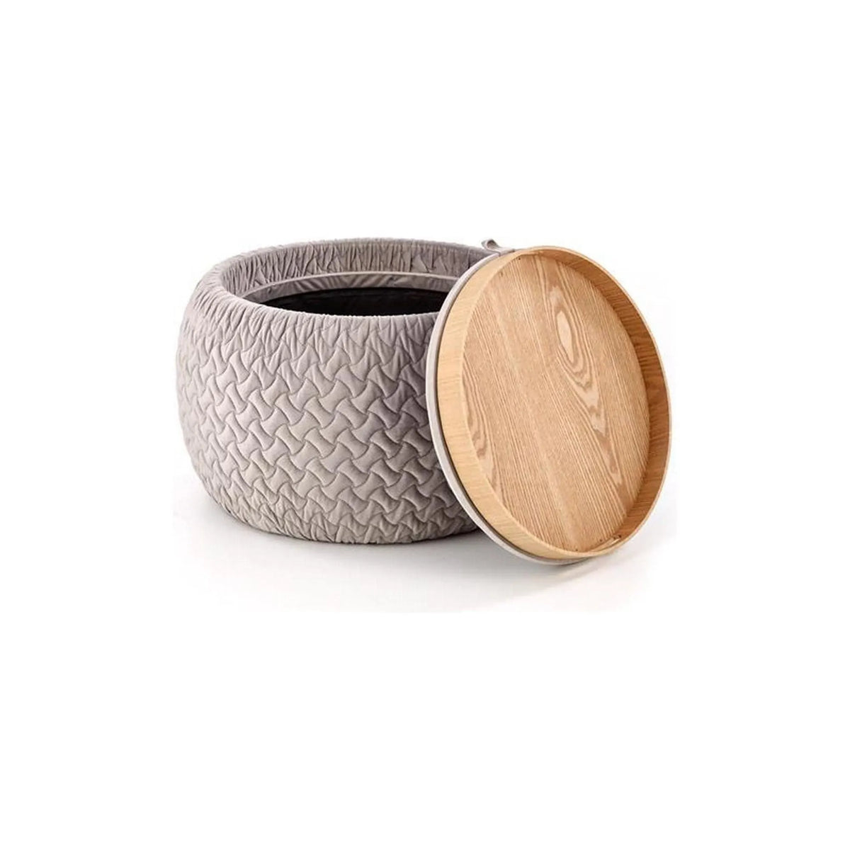 Taburet BONO, stofa catifelata gri deschis, cu spatiu depozitare, 54x54x37 cm