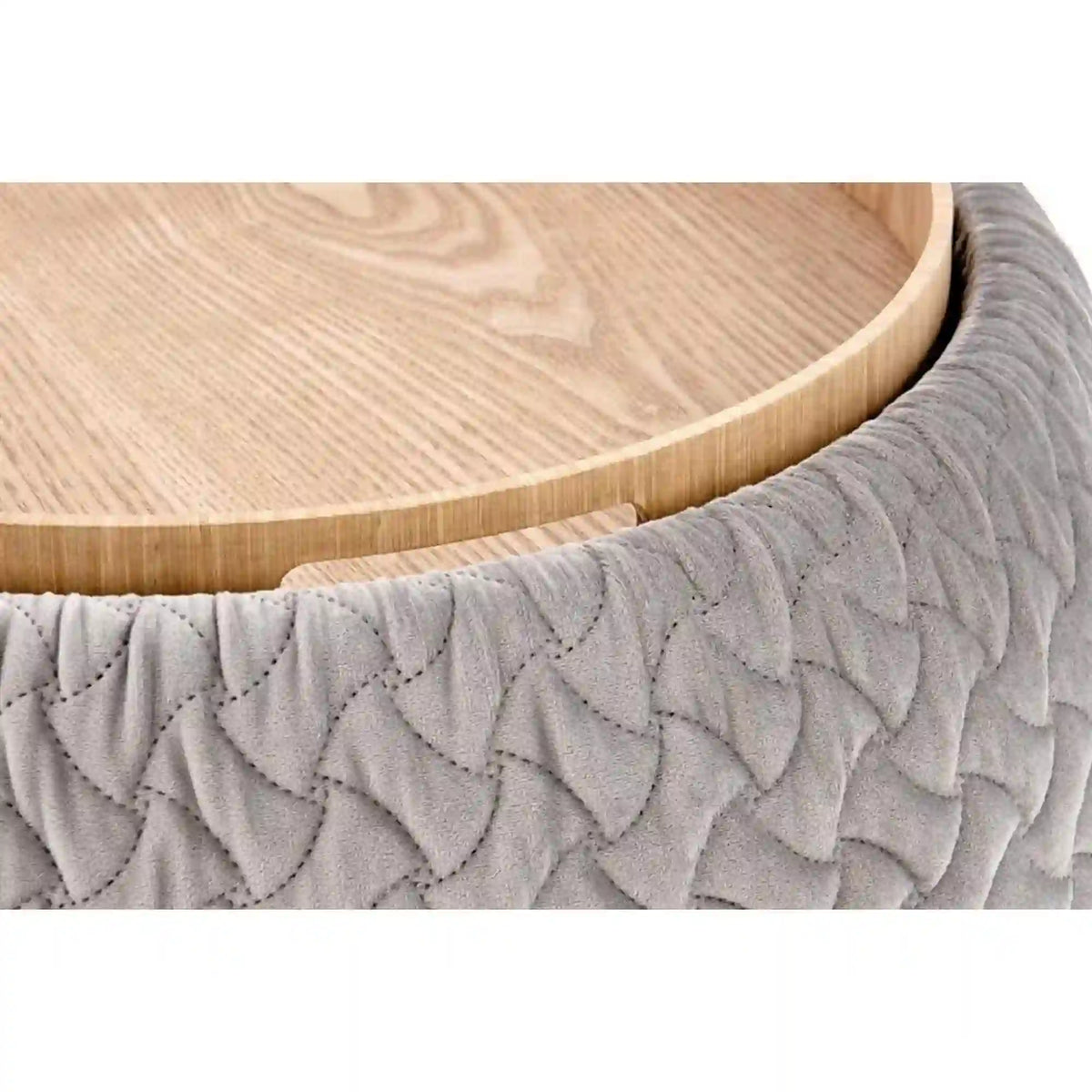 Taburet BONO, stofa catifelata gri deschis, cu spatiu depozitare, 54x54x37 cm